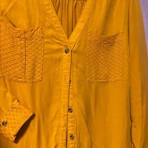 Anthropologie Maeve Mustard Yellow Long Sleeved embroidered / dress. Size: 0